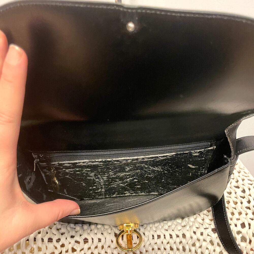 Christian Dior Crossbody Bag Black Vintage Logo Quiet Luxury Etched Leather - Picture 9 of 13